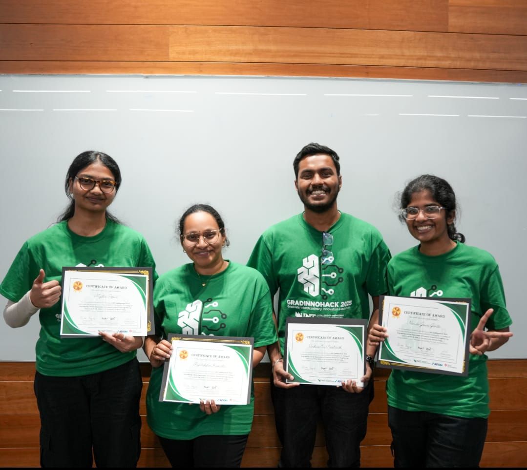 The WeZaap team holding their hackathon awards
